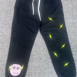 Black Kids Joggers with Yellow Lightning Accents